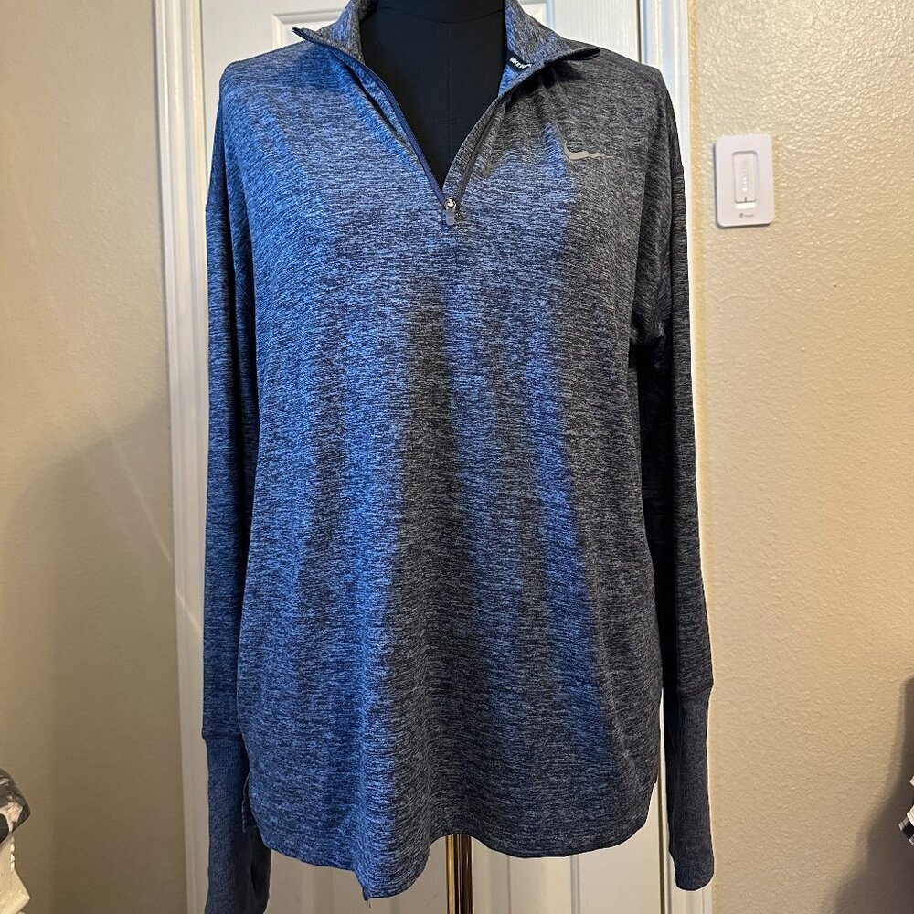 Nike Dri-FIT Heather Gray 1/4 Zip Pullover Running Top Size Medium